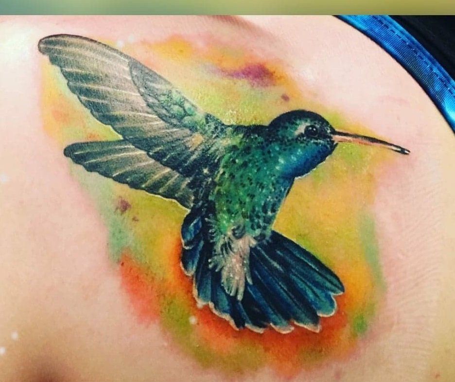 Water Color Hummingbird Tattoo