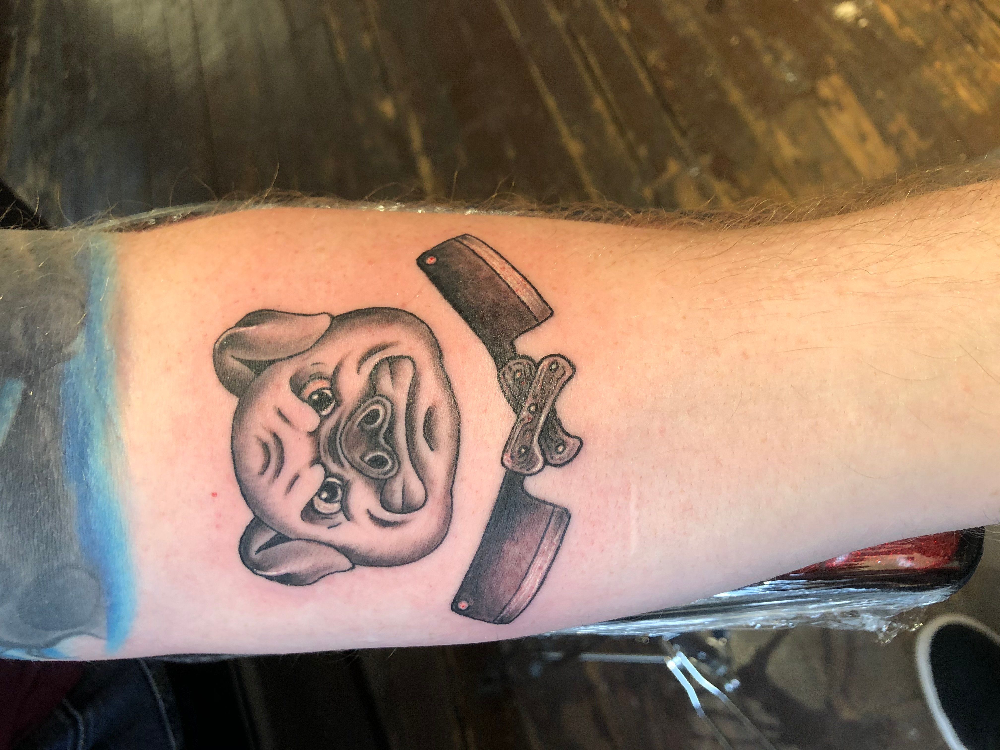 Angry Pig Butcher Tattoo