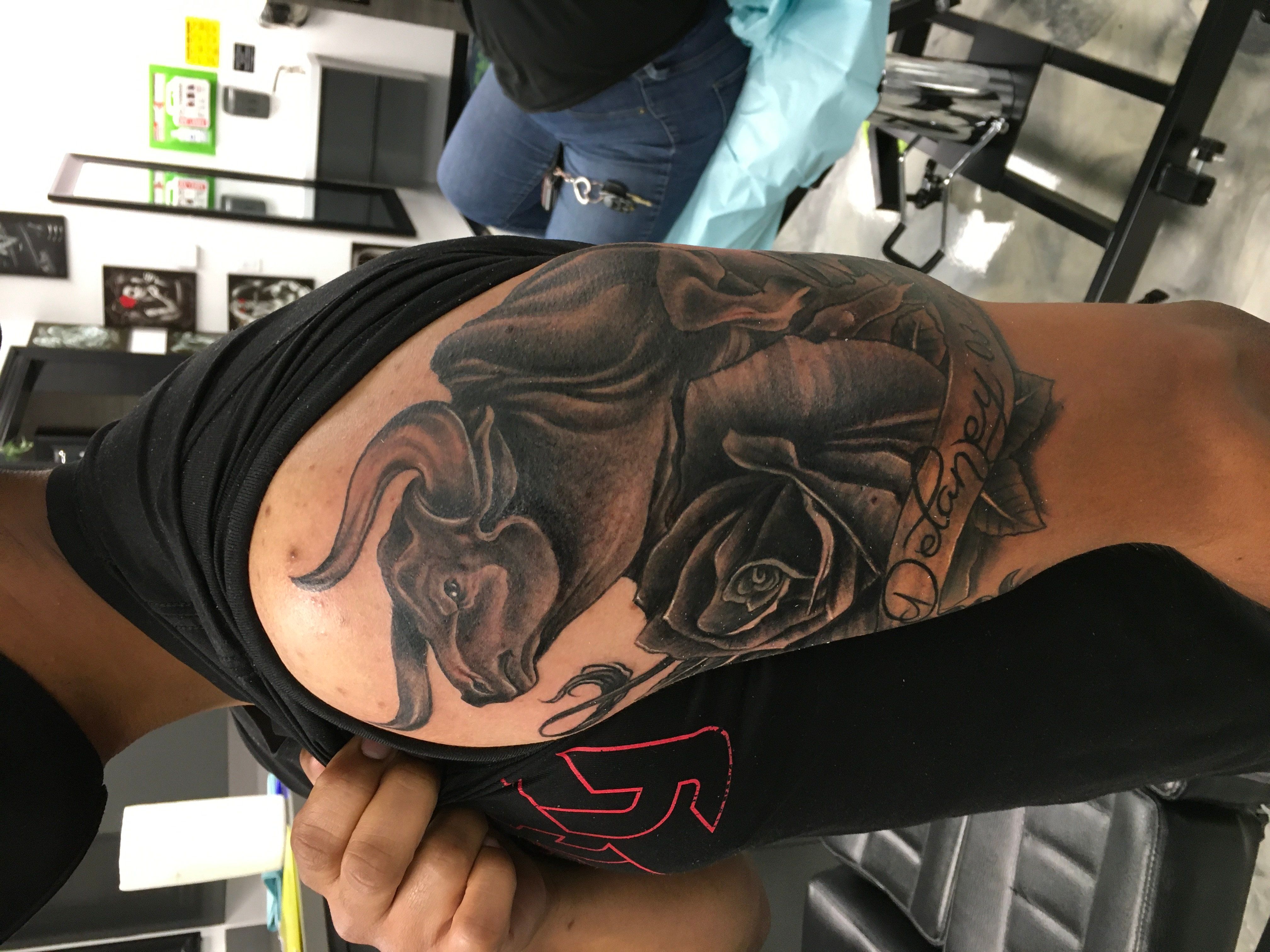 Angry Bull Arm Tattoo