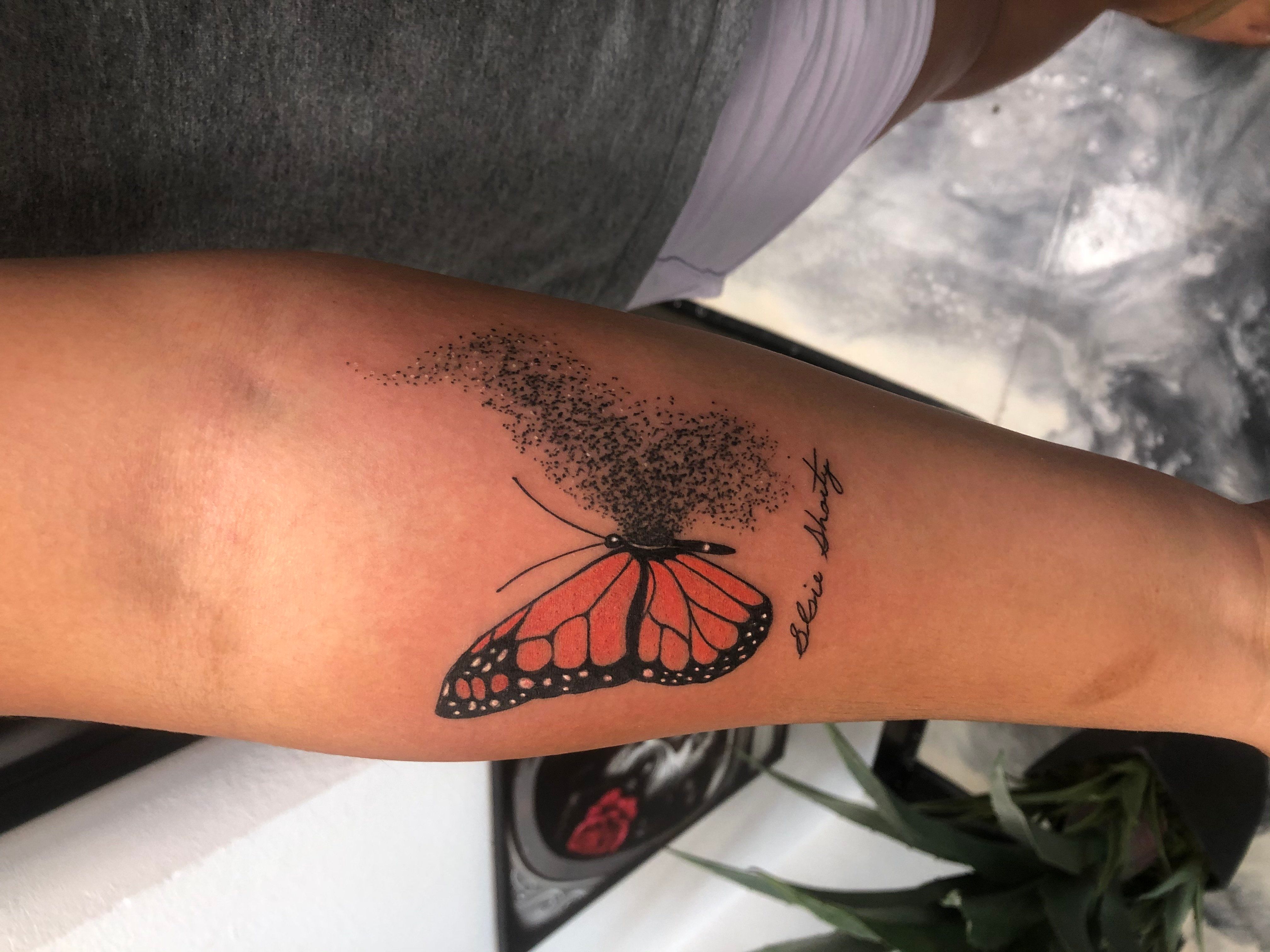 Butterfly Fading Away Color Tattoo