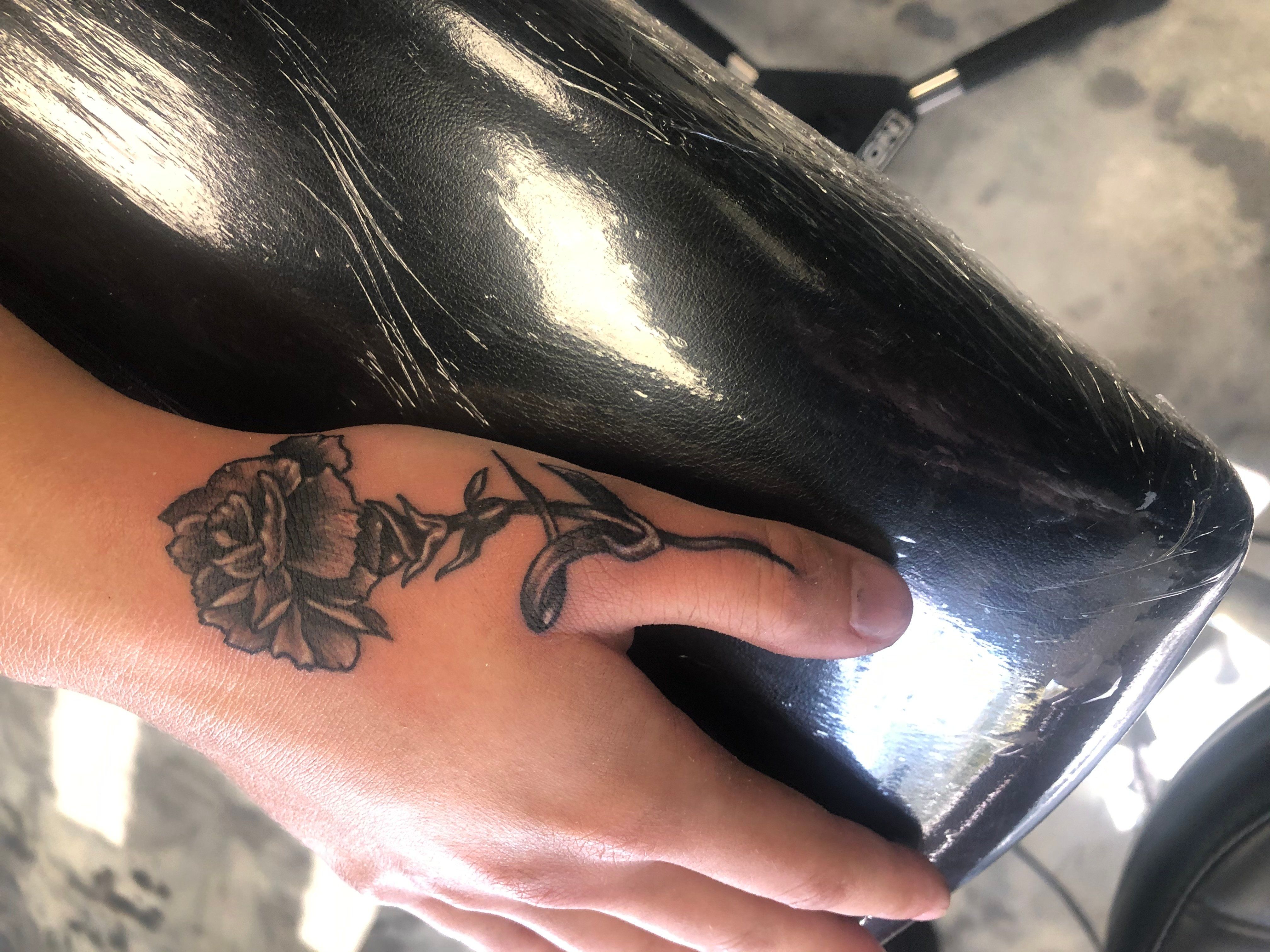 Rose Tattoo on Thumb