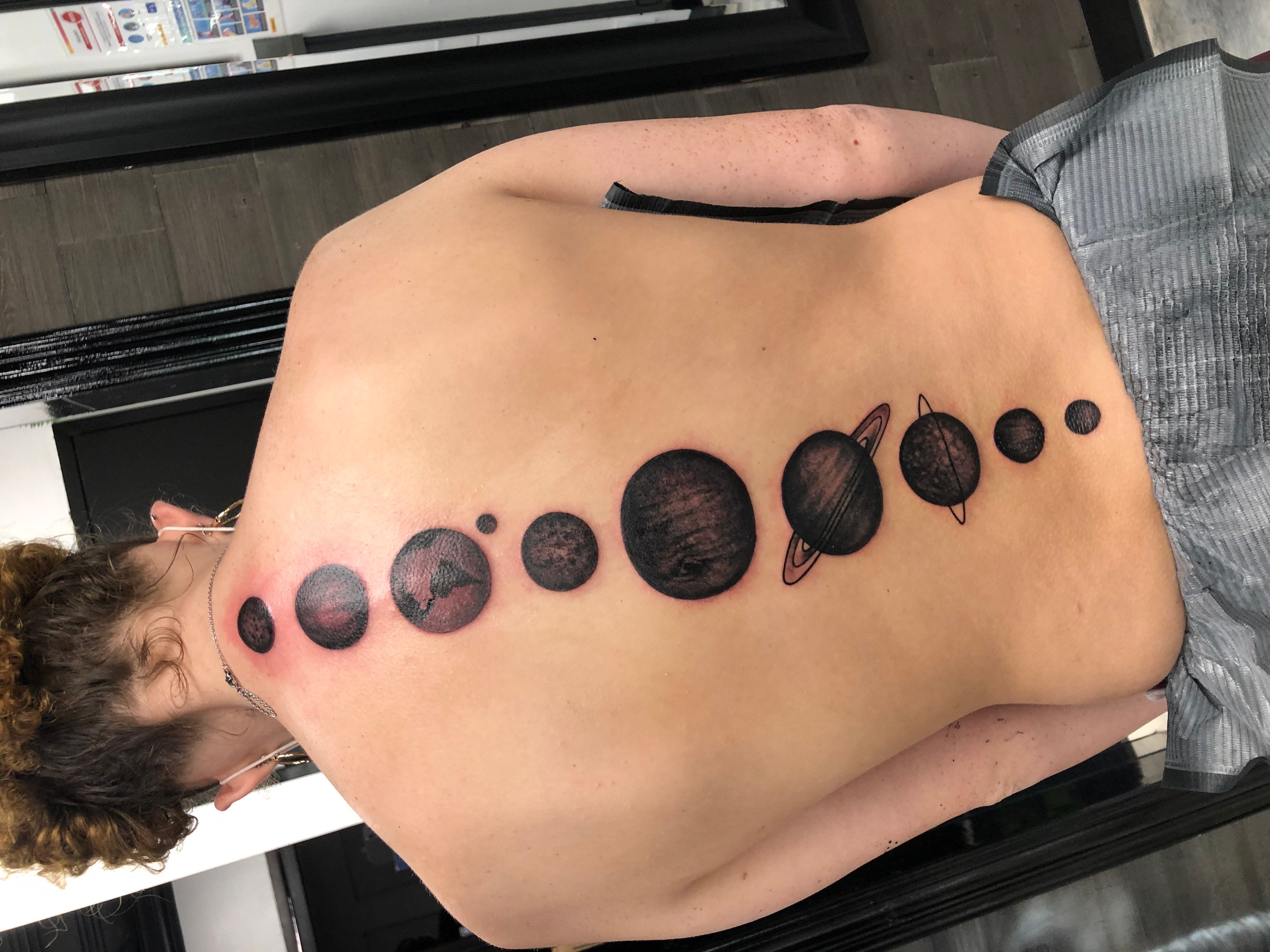 Solar System Spine Tattoo